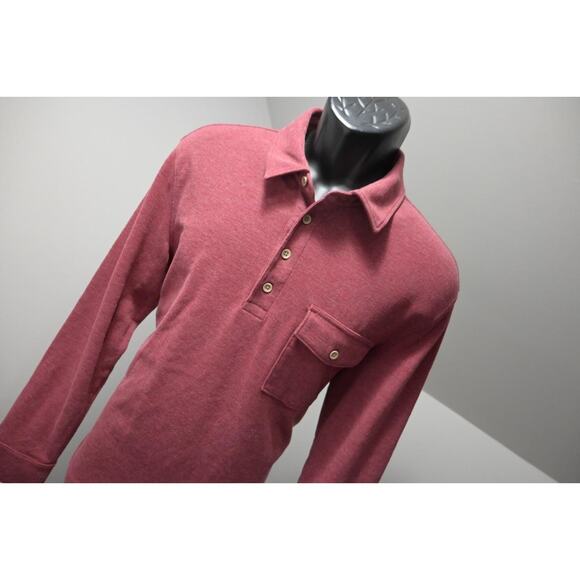 Untuckit Golf Polo Performance Long Sleeve Dark Red Shirt Mens Size Large - Picture 4 of 10